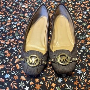 Michael Kors Brown Flats with Gold Accents